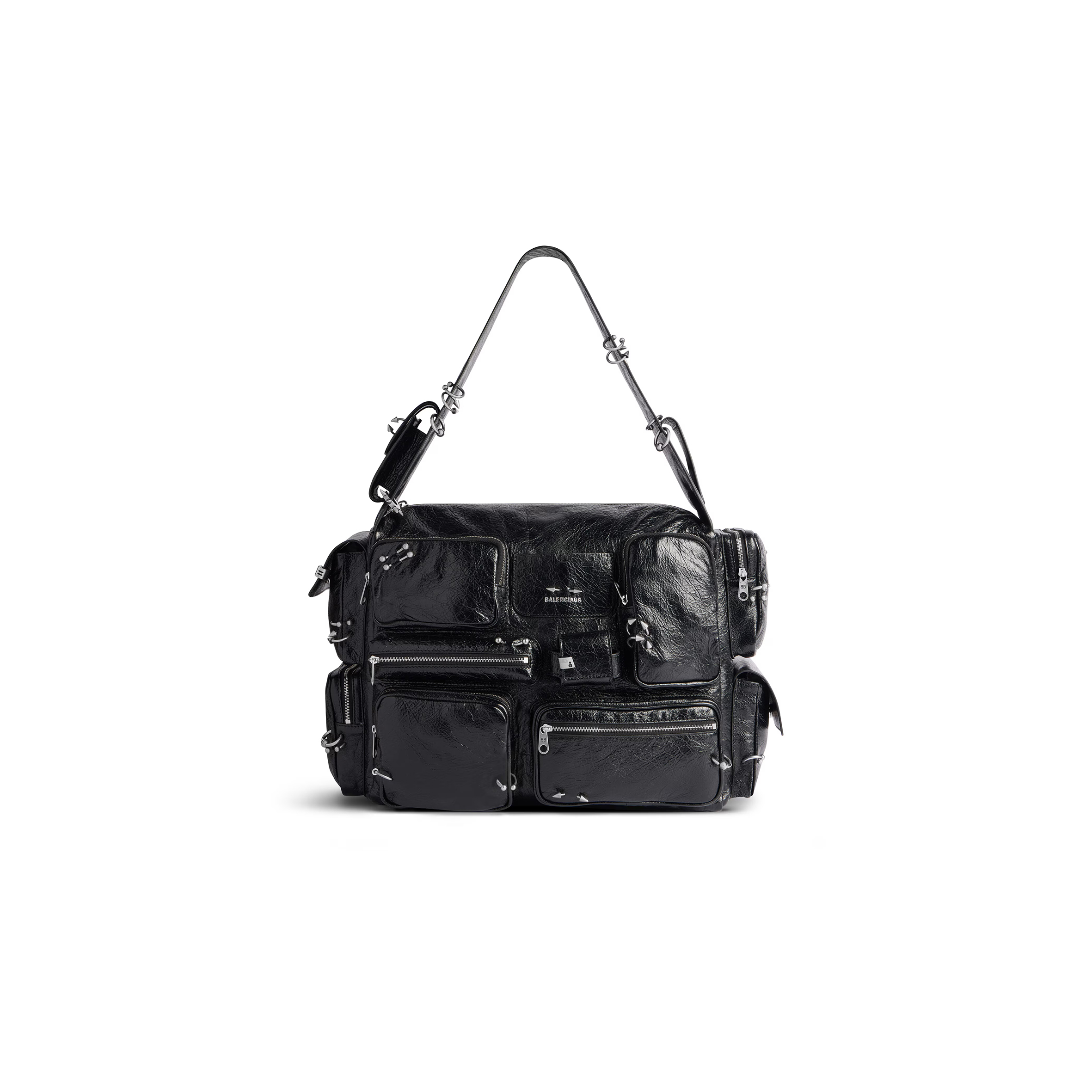 BALENCIAGA MEN'S SUPERBUSY SLING BAG LARGE IN BLACK 7021682ABDJ1000 (41.9*29*18.9cm)